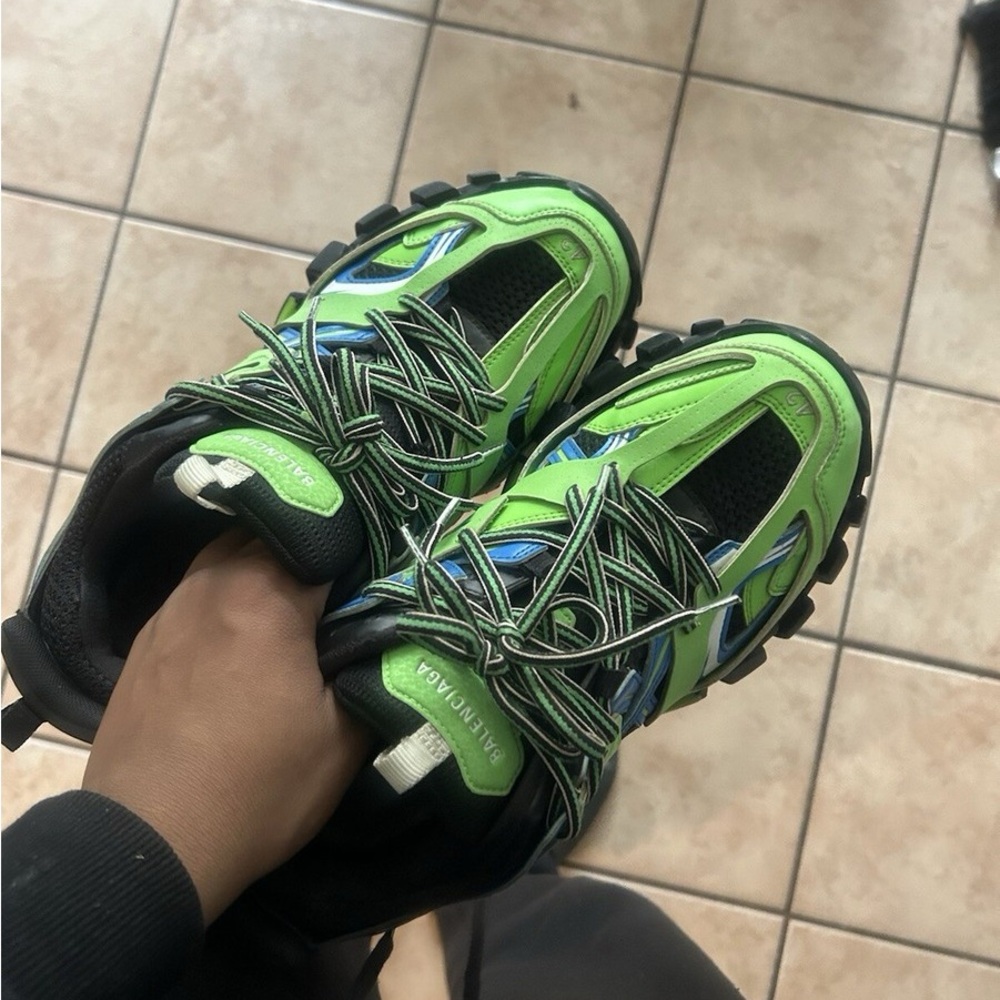 Balenciaga Kids Green and Blue Sneakers